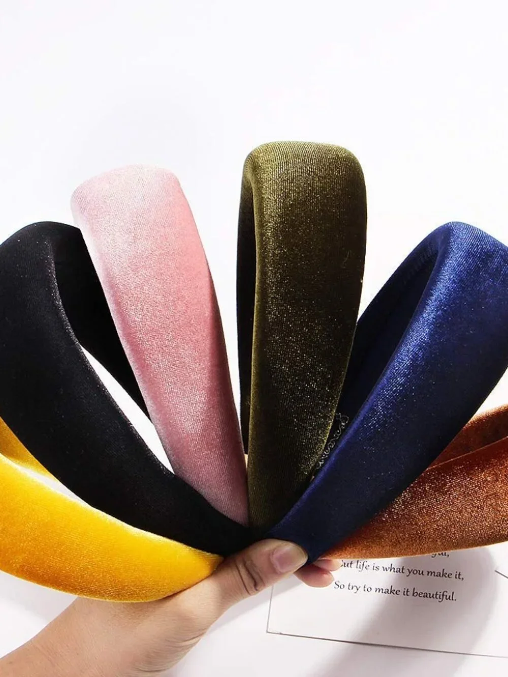 Ivyu Headbands, Headband for Women - Black Velvet Padded Hair Accessories, Hair